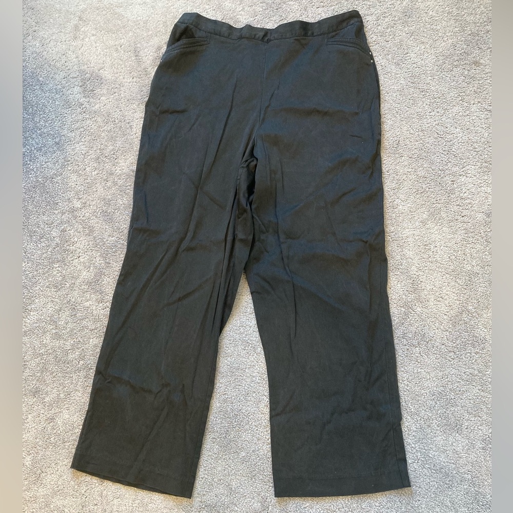 Alfred Dunner Women's Black Dress Pants Elastic Waist Solid Pockets Metal Detail